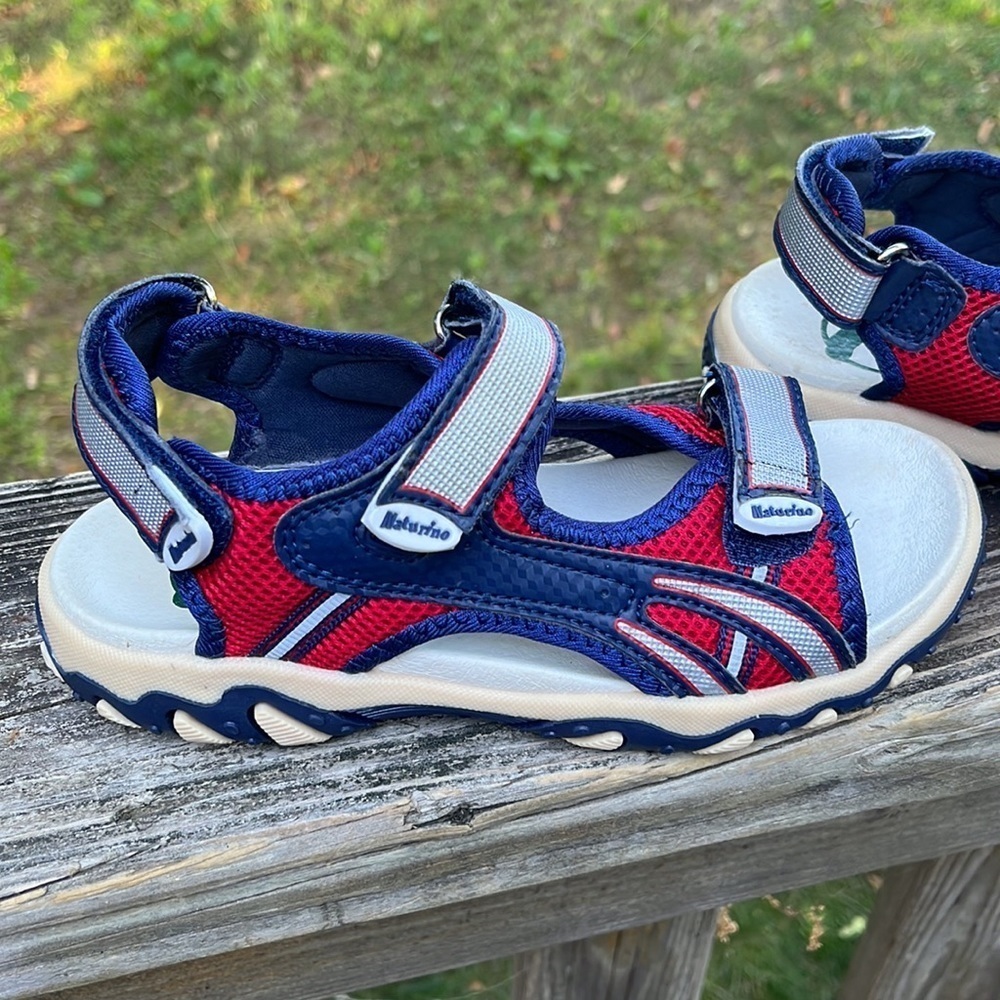 Naturino boys red & navy fabric sandals Sz 3 - Picture 2 of 14